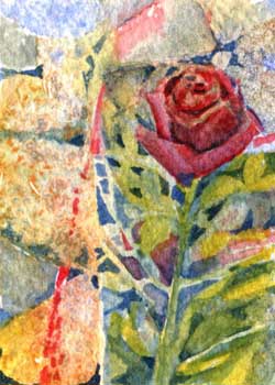 "Rose, Stones" by Peg Ginsberg, Blue Mounds WI - Watercolor
